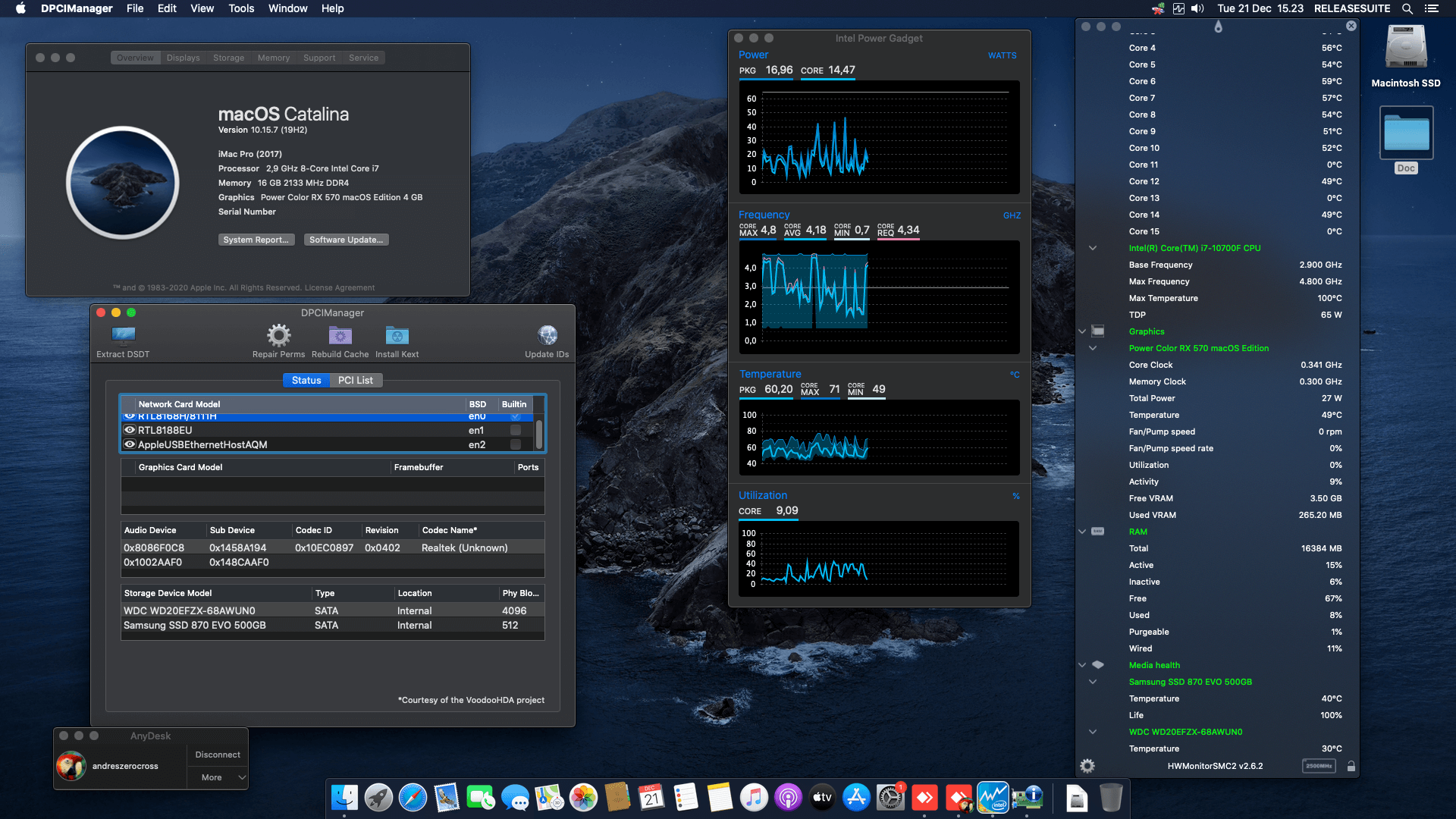 Success Hackintosh macOS Catalina 10.15.7 Build 19H2 in Gigabyte Z590 D + Intel Core i7 10700F + Power Color RX 570